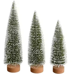 Online Frosted Green Bottle Brush Trees, Set of 3 Christmas Decorations
