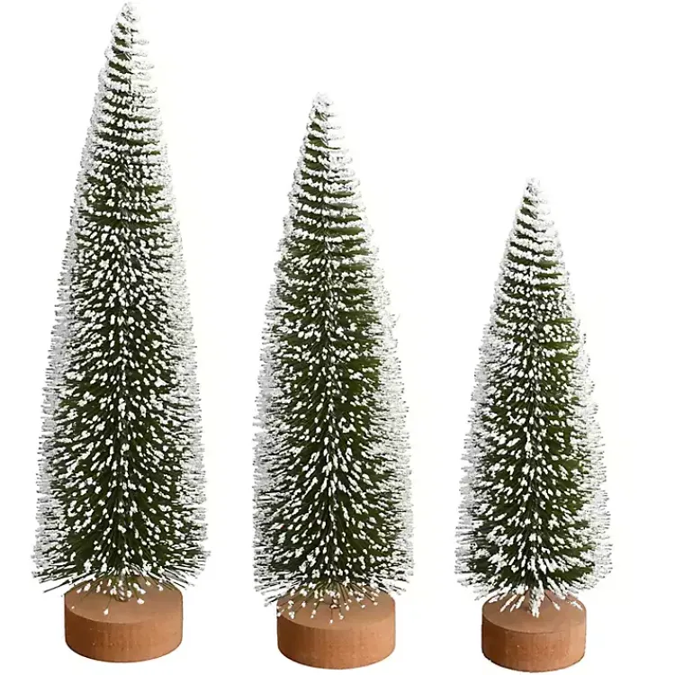 Online Frosted Green Bottle Brush Trees, Set of 3 Christmas Decorations