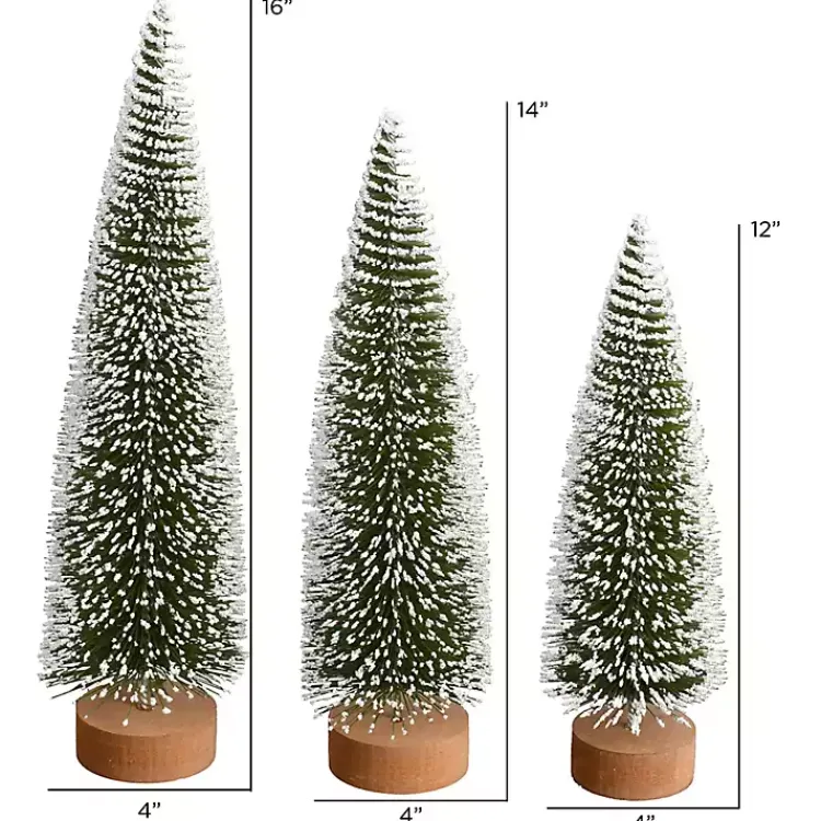 Online Frosted Green Bottle Brush Trees, Set of 3 Christmas Decorations