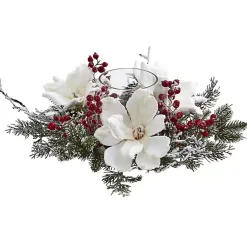 Online Frosted Magnolia Berry Candle Holder Arrangements & Greenery