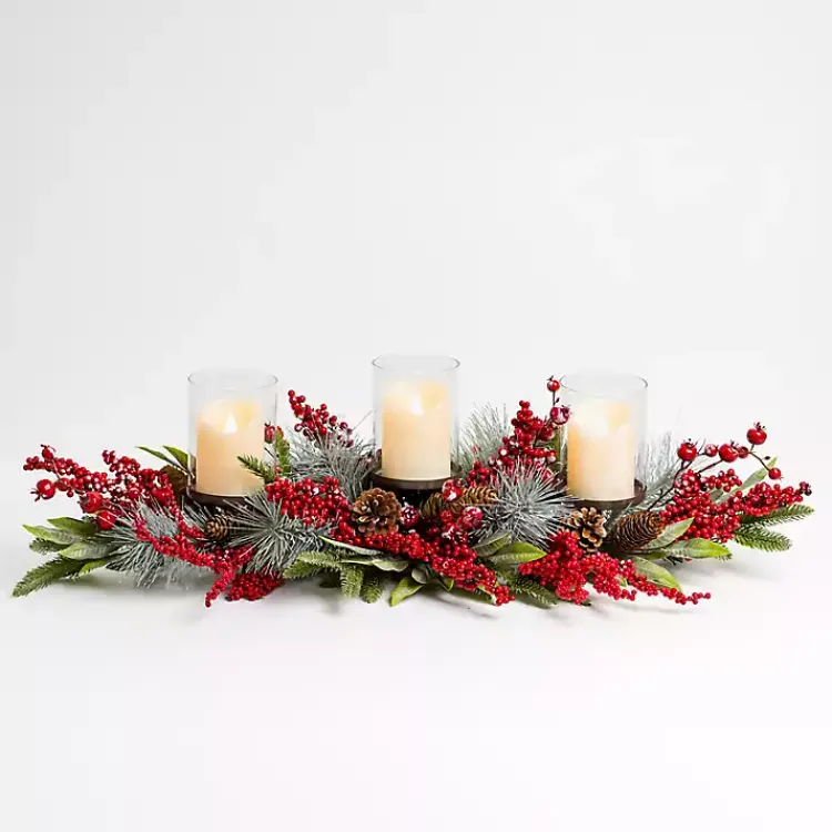 New Frosted Berry Candle Centerpiece Christmas Centerpieces