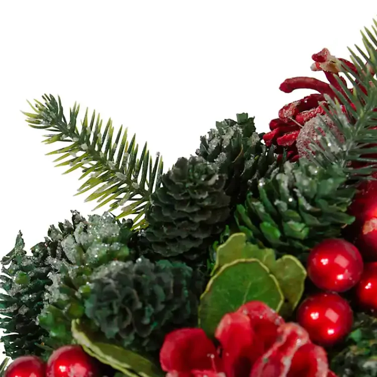 Online Frosted Red Ornament and Pinecone Wreath Wreaths