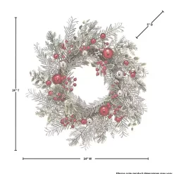 Frosted Silver Berries and Ornaments Wreath Christmas Wreaths