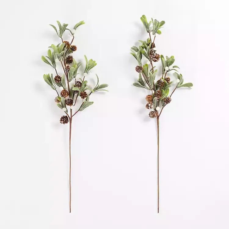 Outlet Frosted White Berry & Greenery Picks, Set of 2 Christmas Tree Decorations