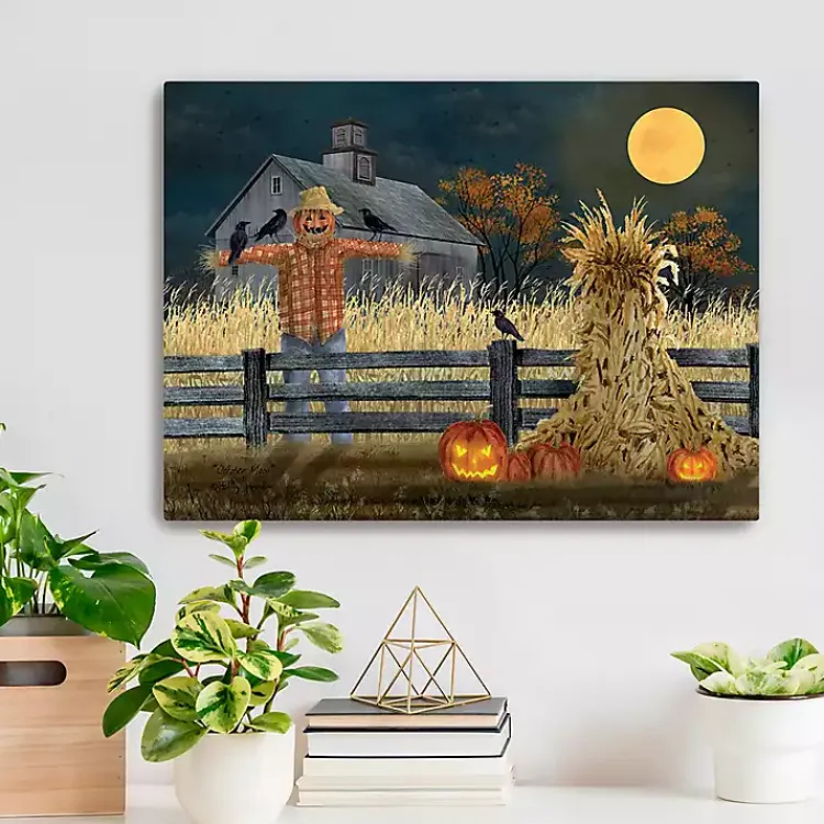 Best Full Moon Scarecrow Canvas Art Print, 18x24 Halloween