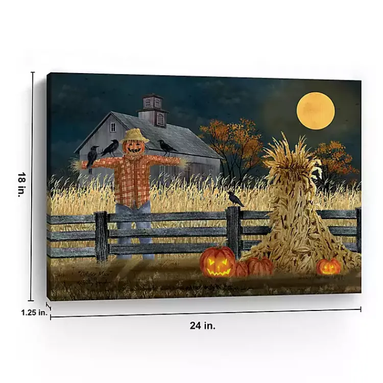 Best Full Moon Scarecrow Canvas Art Print, 18x24 Halloween