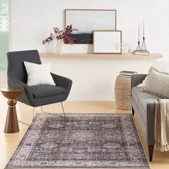 Kirklands Home Area Rugs|Fulton Charcoal Medallion Area Rug, 5x7 Gray