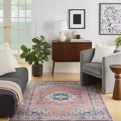 Kirklands Home Area Rugs|Fulton Coral Medallion Area Rug, 5x7 Pink