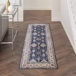 Kirklands Home Area Rugs|Fulton Navy Medallion Runner, 2x7 Blue