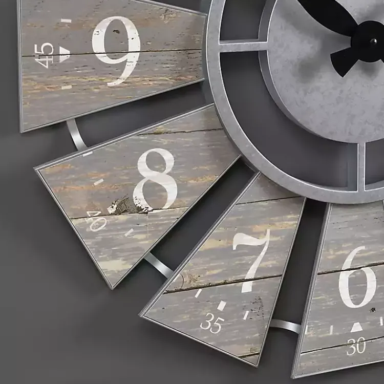 Kirklands Home Clocks|Galvanized Windmill Wall Clock Gray