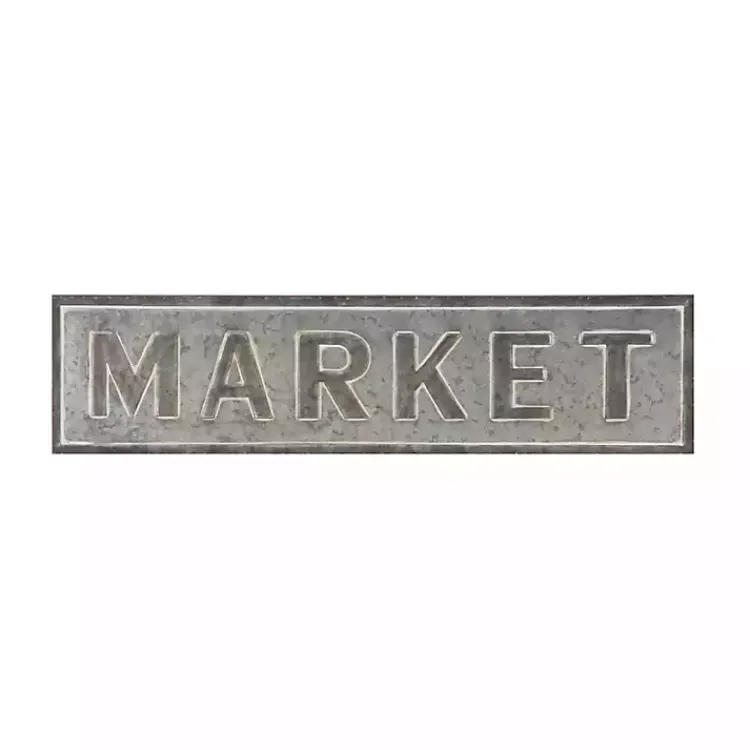 Kirklands Home Wall Quotes & Signs|Galvanized Iron Market Wall Sign Silver