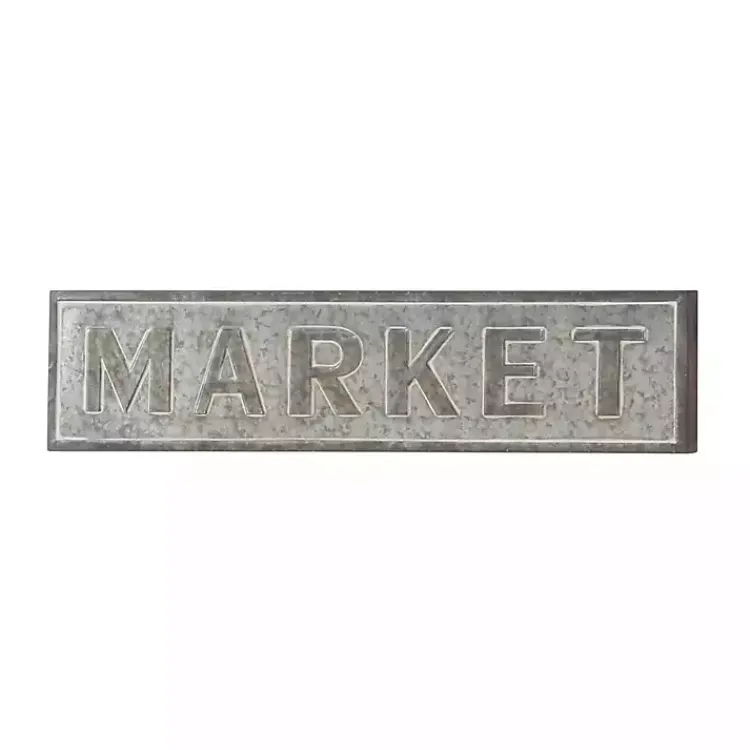 Kirklands Home Wall Quotes & Signs|Galvanized Iron Market Wall Sign Silver