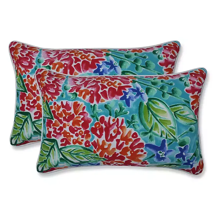 Kirklands Home Outdoor Cushions & Pillows|Garden Blooms Outdoor Lumbar Pillows, Set of 2 Multi