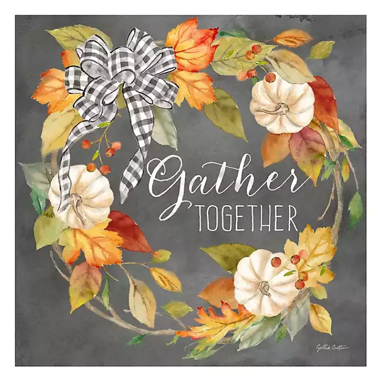 New Gather Together Black Wreath Canvas Art Print Fall