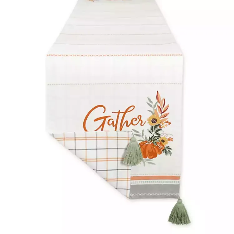 Kirklands Home Table Linens|Gather with Pumpkin Harvest Table Runner White
