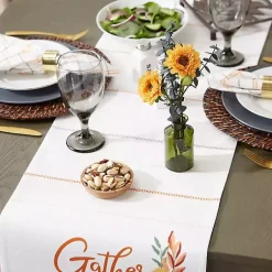 Kirklands Home Table Linens|Gather with Pumpkin Harvest Table Runner White