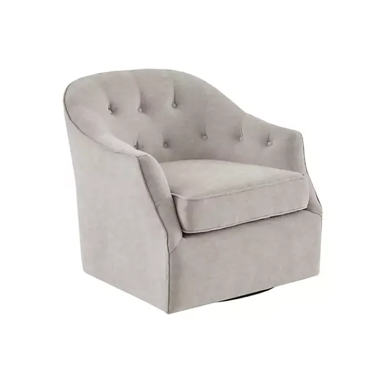 Kirklands Home Accent Chairs|Gayla Taupe Button Tufted Swivel Accent Chair Gray