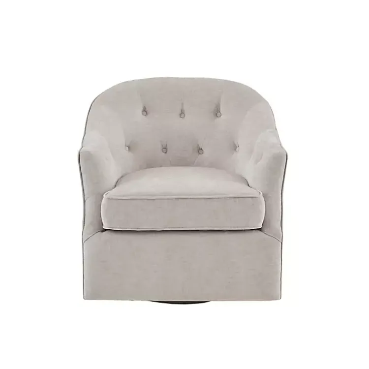 Kirklands Home Accent Chairs|Gayla Taupe Button Tufted Swivel Accent Chair Gray