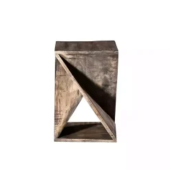 Kirklands Home Accent & End Tables|Geometric Twist Wood Accent Table Tan