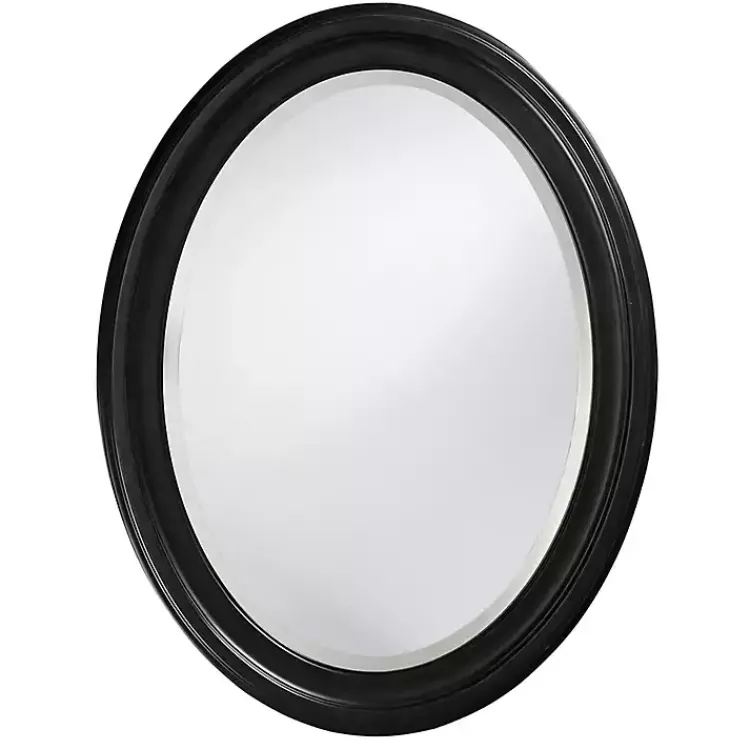 Kirklands Home Decorative Mirrors|George Ridged Oval Wall Mirror Black