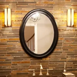 Kirklands Home Decorative Mirrors|George Ridged Oval Wall Mirror Black