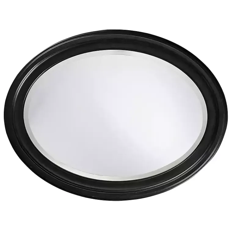 Kirklands Home Decorative Mirrors|George Ridged Oval Wall Mirror Black