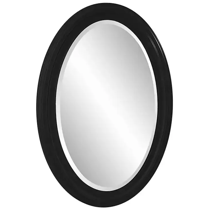 Kirklands Home Decorative Mirrors|George Ridged Oval Wall Mirror Black
