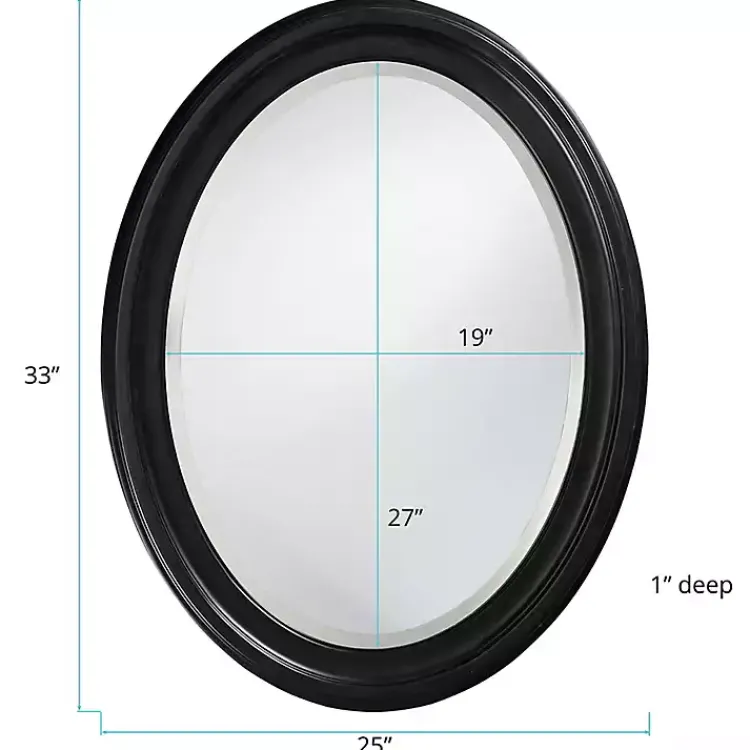 Kirklands Home Decorative Mirrors|George Ridged Oval Wall Mirror Black