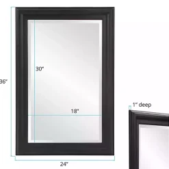 Kirklands Home Decorative Mirrors|George Ridged Rectangular Wall Mirror Black