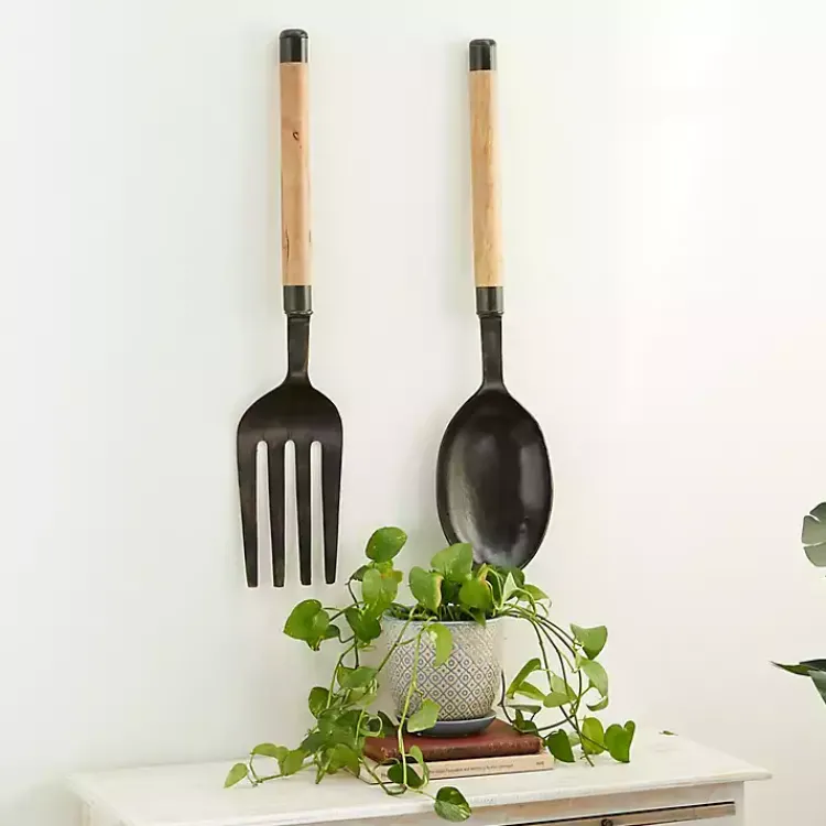 Kirklands Home Wall Plaques|Giant 2-pc. Spoon And Fork Wall Sculptures