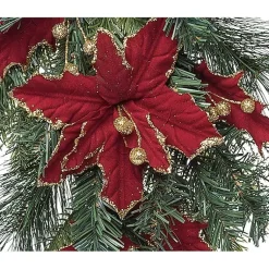 Hot Gilded Poinsettia Christmas Swag Christmas Wreaths