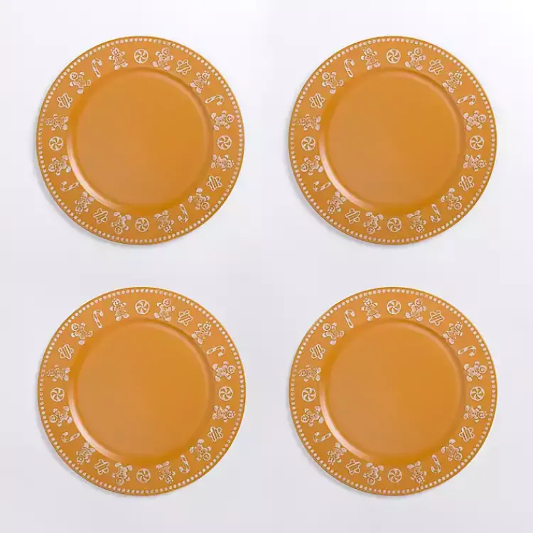 Kirklands Home Serving & Entertaining|Gingerbread Christmas Chargers, Set of 4 Brown