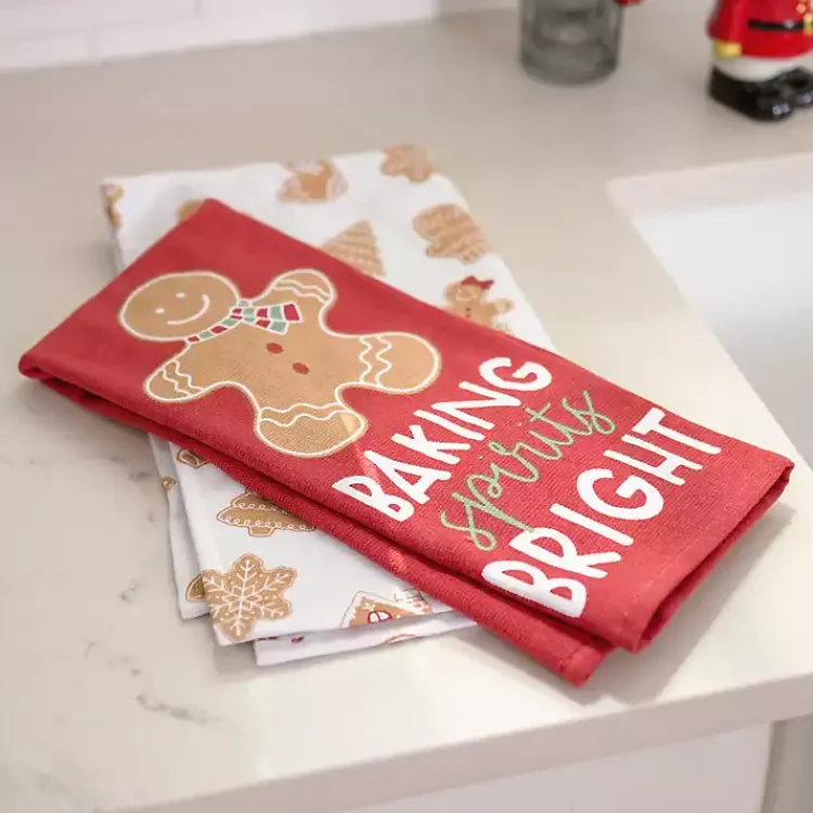 Kirklands Home Kitchen Accessories|Gingerbread Kitchen Towels, Set of 2
