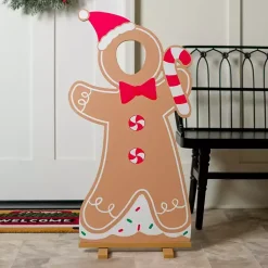 Outlet Gingerbread Wooden Cutout Outdoor Statue Outdoor Christmas Decorations