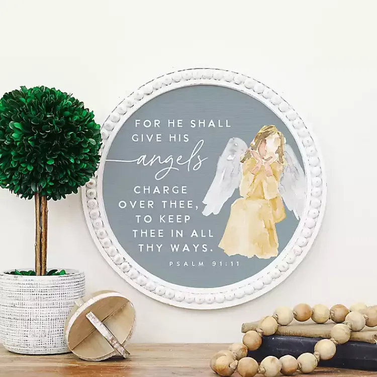 Kirklands Home Wall Quotes & Signs|Give His Angels Round Wall Plaque
