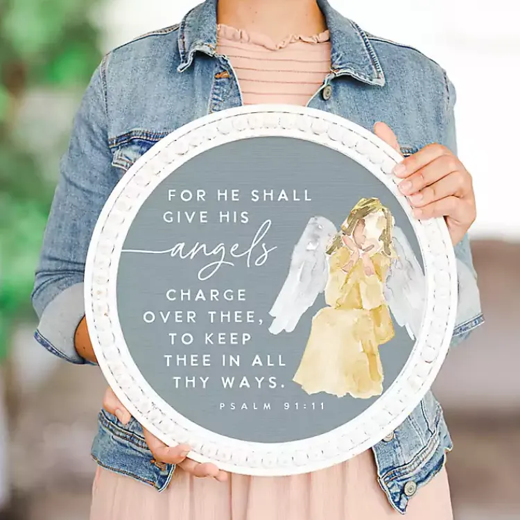 Kirklands Home Wall Quotes & Signs|Give His Angels Round Wall Plaque