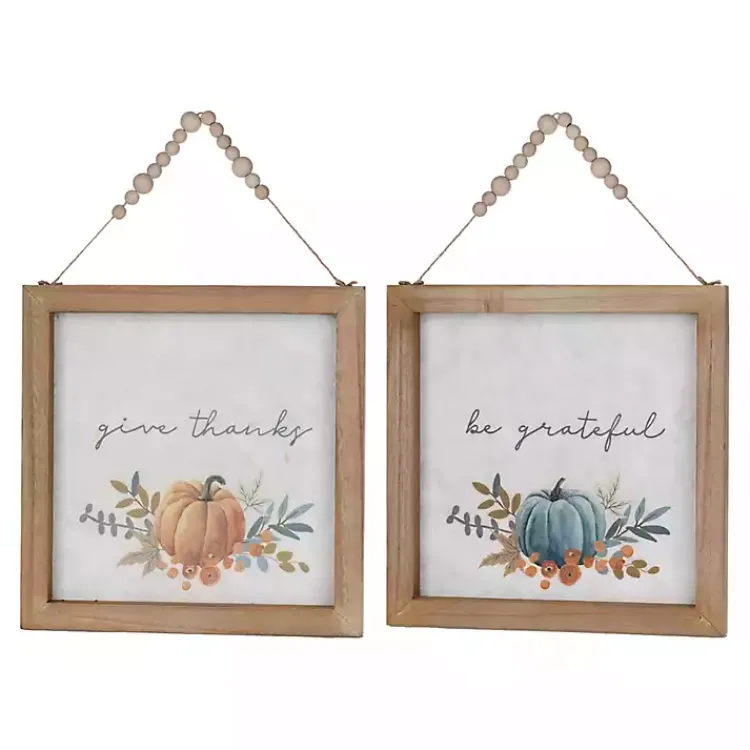 Hot Give Thanks & Be Grateful Wall Plaques, Set of 2 Fall