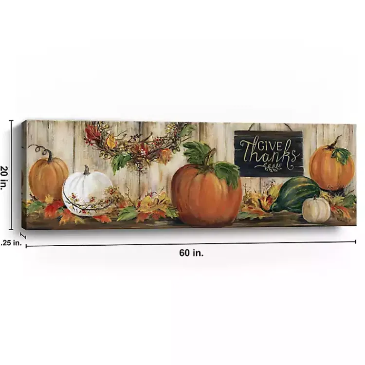 Hot Give Thanks Pumpkins Canvas Art Print Fall