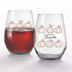 Online Give Thanks Pumpkins Wine Glasses, Set of 2 Fall