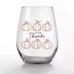 Online Give Thanks Pumpkins Wine Glasses, Set of 2 Fall