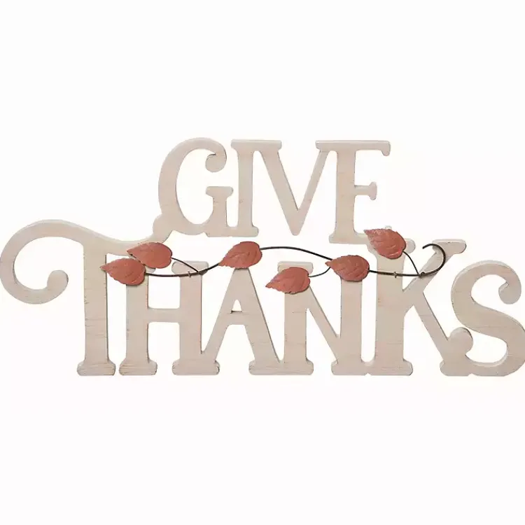 Outlet Give Thanks Wood Tabletop Sign Fall