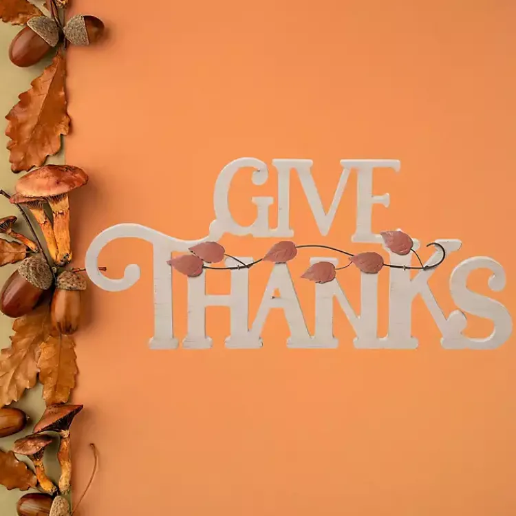 Outlet Give Thanks Wood Tabletop Sign Fall