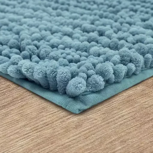 Kirklands Home Bathroom Rugs|Glacier Lofty Pile Chenille Bath Mat, 45 in. Blue
