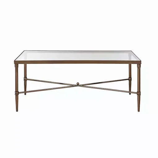 Kirklands Home Coffee Tables|Glass and Metal Rectangle Porter Coffee Table Gold