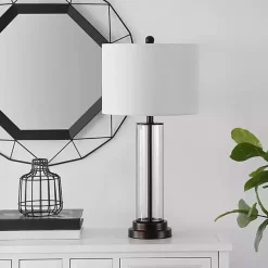 Kirklands Home Table Lamps|Glass Column Cassian Table Lamp White
