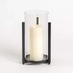 Online Glass Hurricane with Black Metal Stand, 15 in. Candle Holders
