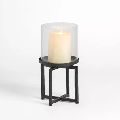 Best Glass Hurricane with Black Metal Stand, 16 in. Candle Holders