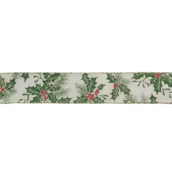 New Glitter Holly Leaves 16 yard Christmas Ribbon Christmas Tree Decorations