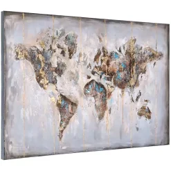 Kirklands Home Canvas Art|Glittering Abstract World Map Art Print, 47x32 in.