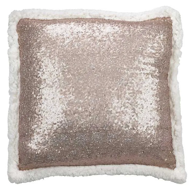 New Glittery Gold Sherpa Sequins Throw Pillow Pillows